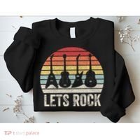 Funny Lets Rock Rock n Roll Guitar Retro Sweatshirt thumb 2
