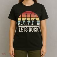 Funny Lets Rock Rock n Roll Guitar Retro T-Shirt thumb 4
