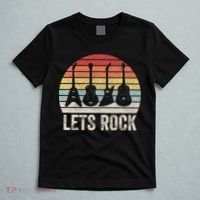 Funny Lets Rock Rock n Roll Guitar Retro T-Shirt thumb 5