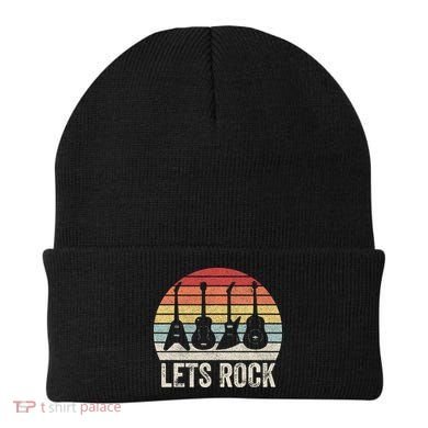 Funny Lets Rock Rock n Roll Guitar Retro Beanie