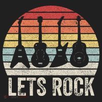 Funny Lets Rock Rock n Roll Guitar Retro Beanie thumb 2