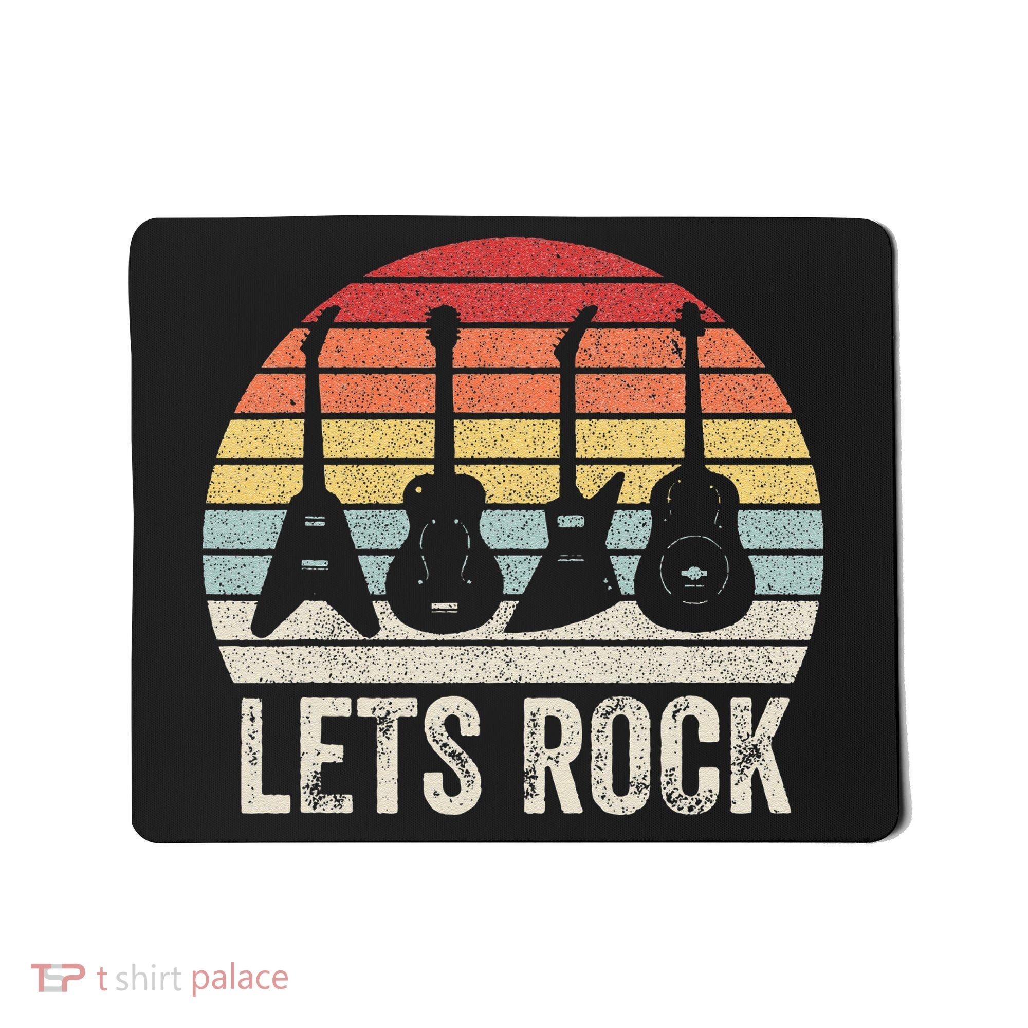 Funny Lets Rock Rock n Roll Guitar Retro Mousepad