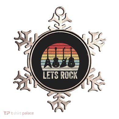 Funny Lets Rock Rock n Roll Guitar Retro Ornament