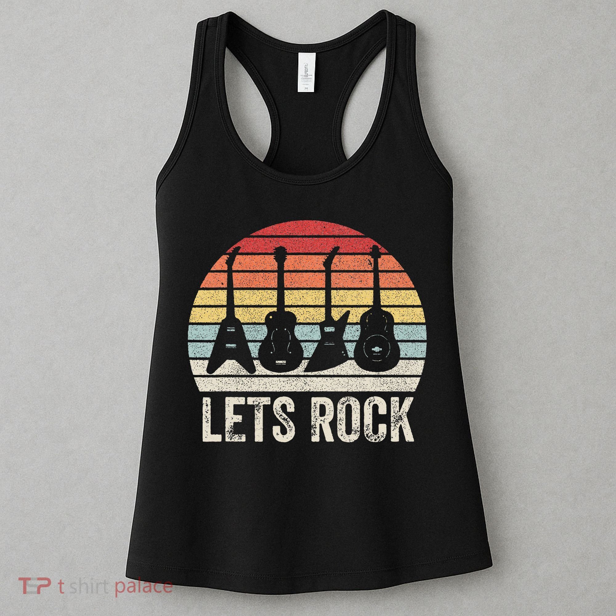 Funny Lets Rock Rock n Roll Guitar Retro Women's Tank Top