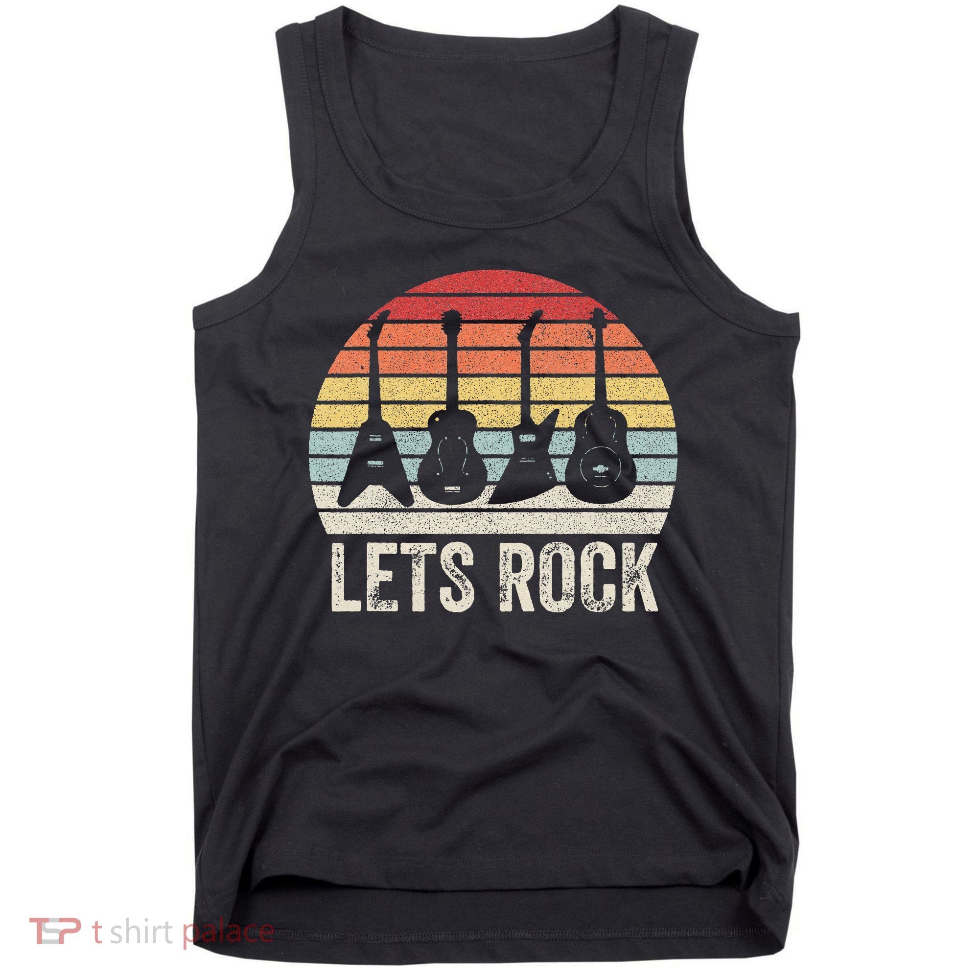 Funny Lets Rock Rock n Roll Guitar Retro Tank Top