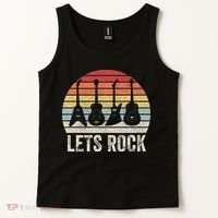 Funny Lets Rock Rock n Roll Guitar Retro Tank Top thumb 2