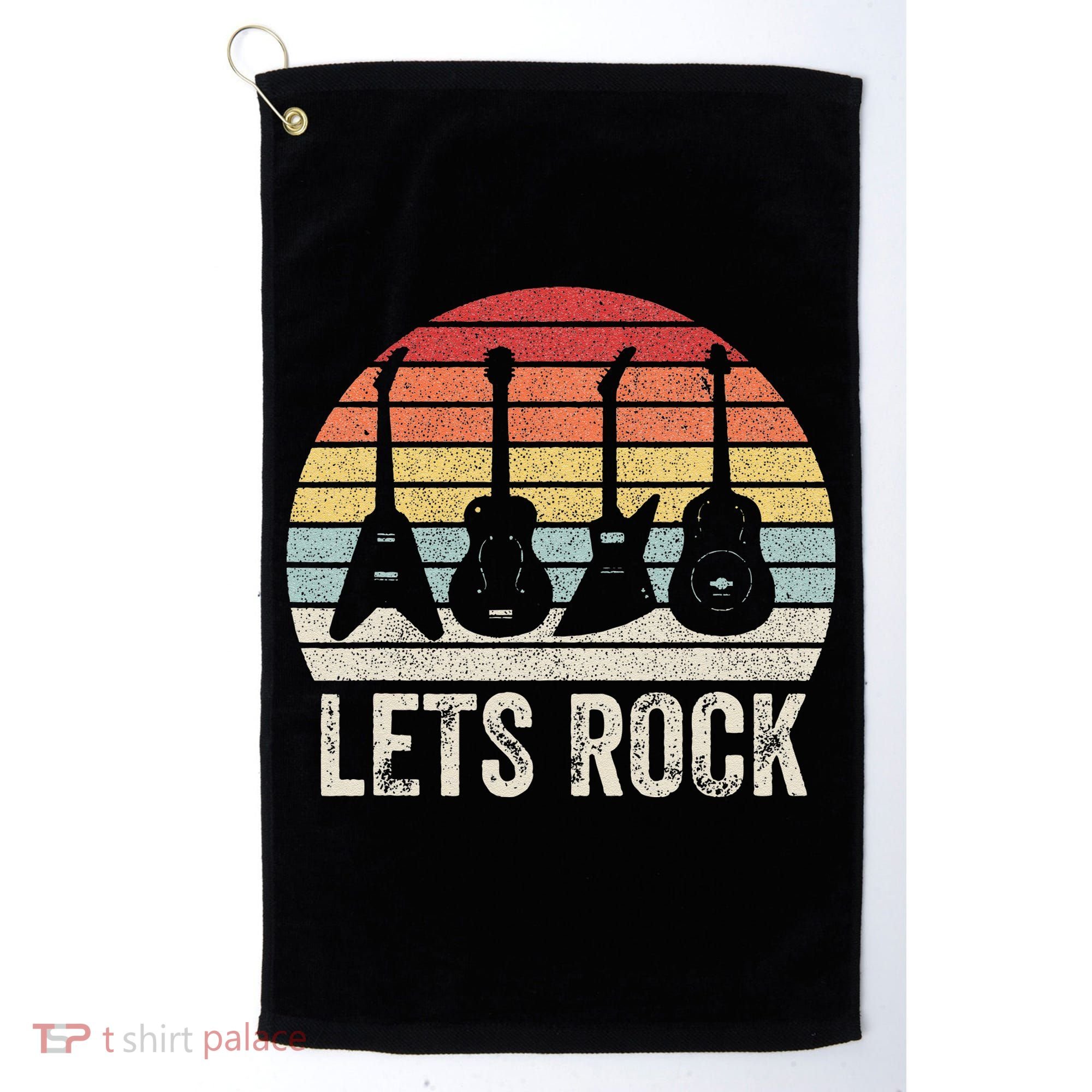 Funny Lets Rock Rock n Roll Guitar Retro Golf Towel