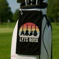 Funny Lets Rock Rock n Roll Guitar Retro Golf Towel thumb 2