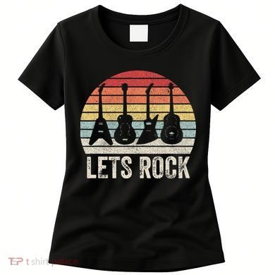 Funny Lets Rock Rock n Roll Guitar Retro Women's T-Shirt