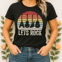 Funny Lets Rock Rock n Roll Guitar Retro Women's T-Shirt thumb 2