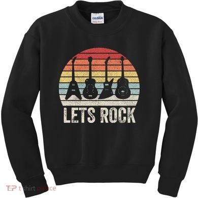 Funny Lets Rock Rock n Roll Guitar Retro Kids Sweatshirt