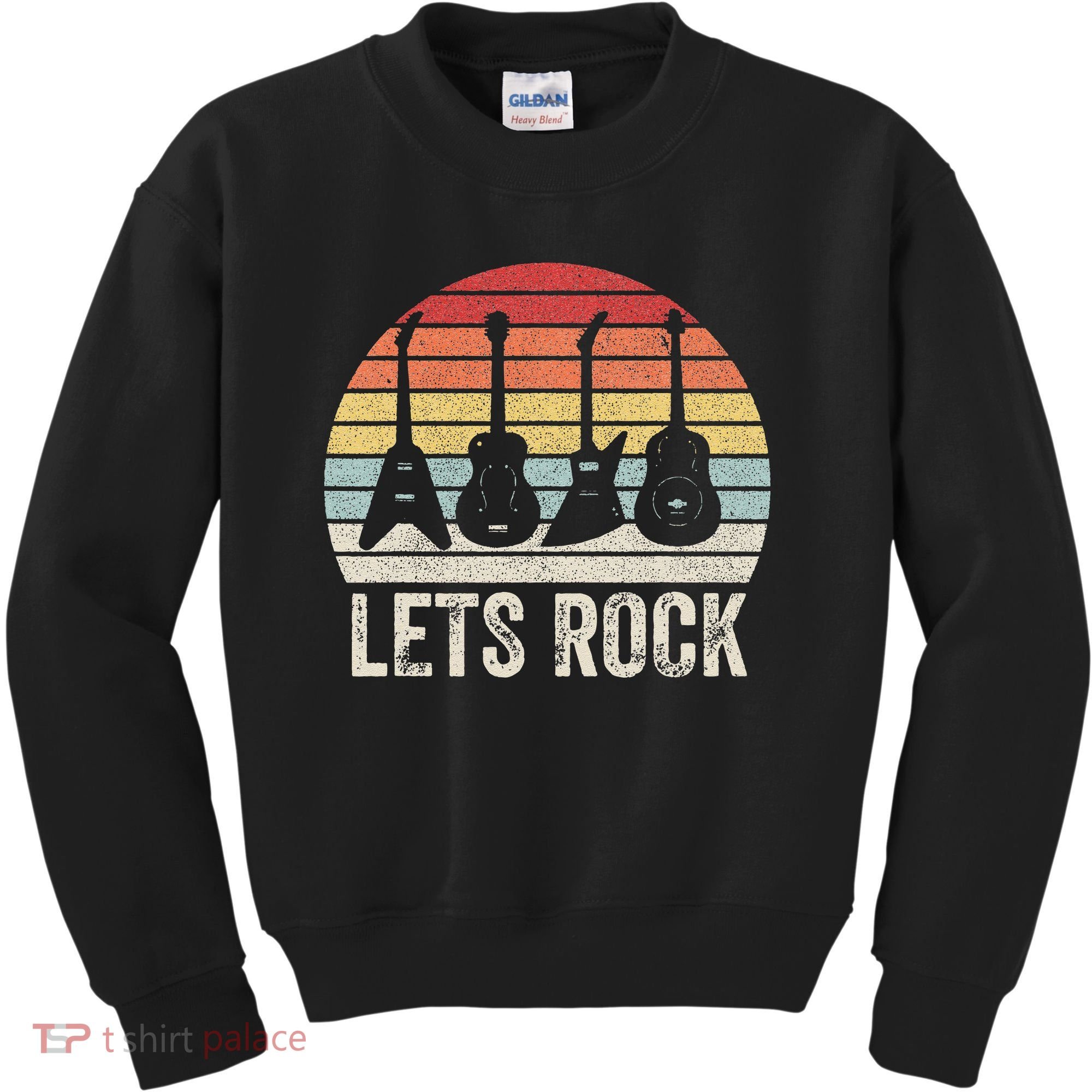 Funny Lets Rock Rock n Roll Guitar Retro Kids Sweatshirt
