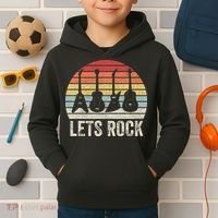 Funny Lets Rock Rock n Roll Guitar Retro Kids Hoodie thumb 2