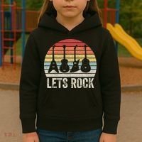 Funny Lets Rock Rock n Roll Guitar Retro Kids Hoodie thumb 3