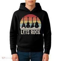 Funny Lets Rock Rock n Roll Guitar Retro Kids Hoodie thumb 4