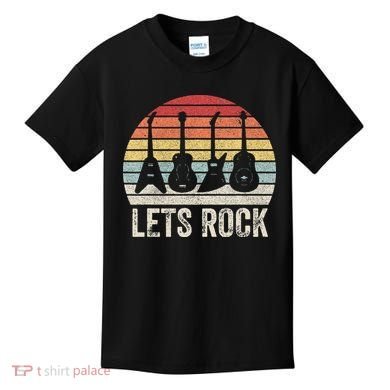 Funny Lets Rock Rock n Roll Guitar Retro Kids T-Shirt