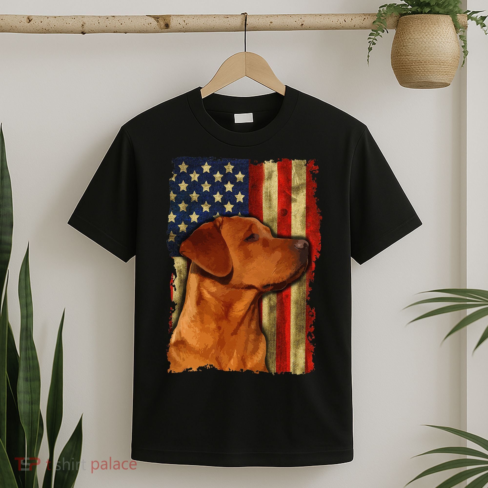 Foxred Labrador Retriever US Flag Fox Red Labrador Dog Lover T-Shirt