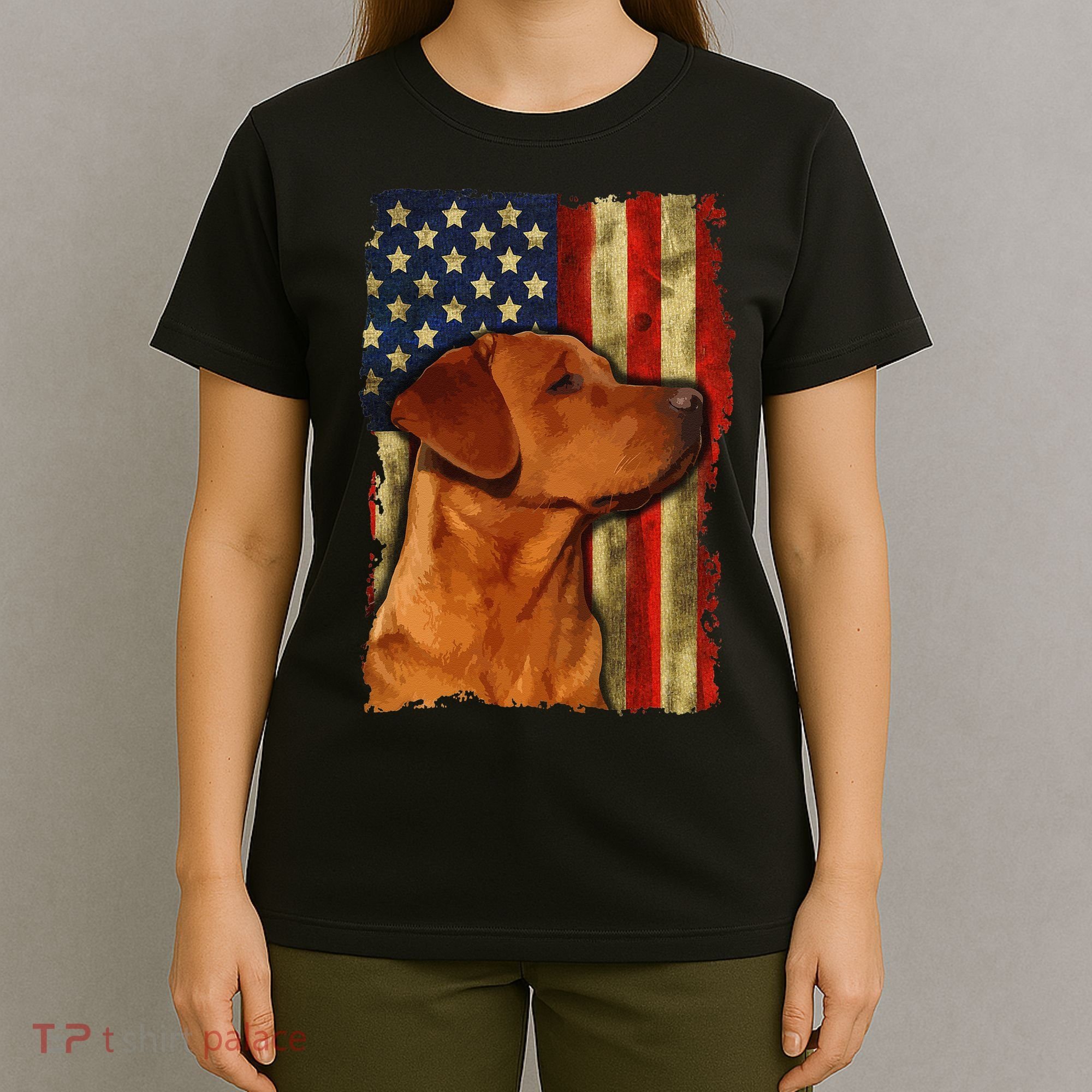 Foxred Labrador Retriever US Flag Fox Red Labrador Dog Lover T-Shirt