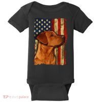 Foxred Labrador Retriever US Flag Fox Red Labrador Dog Lover Baby Bodysuit thumb 0