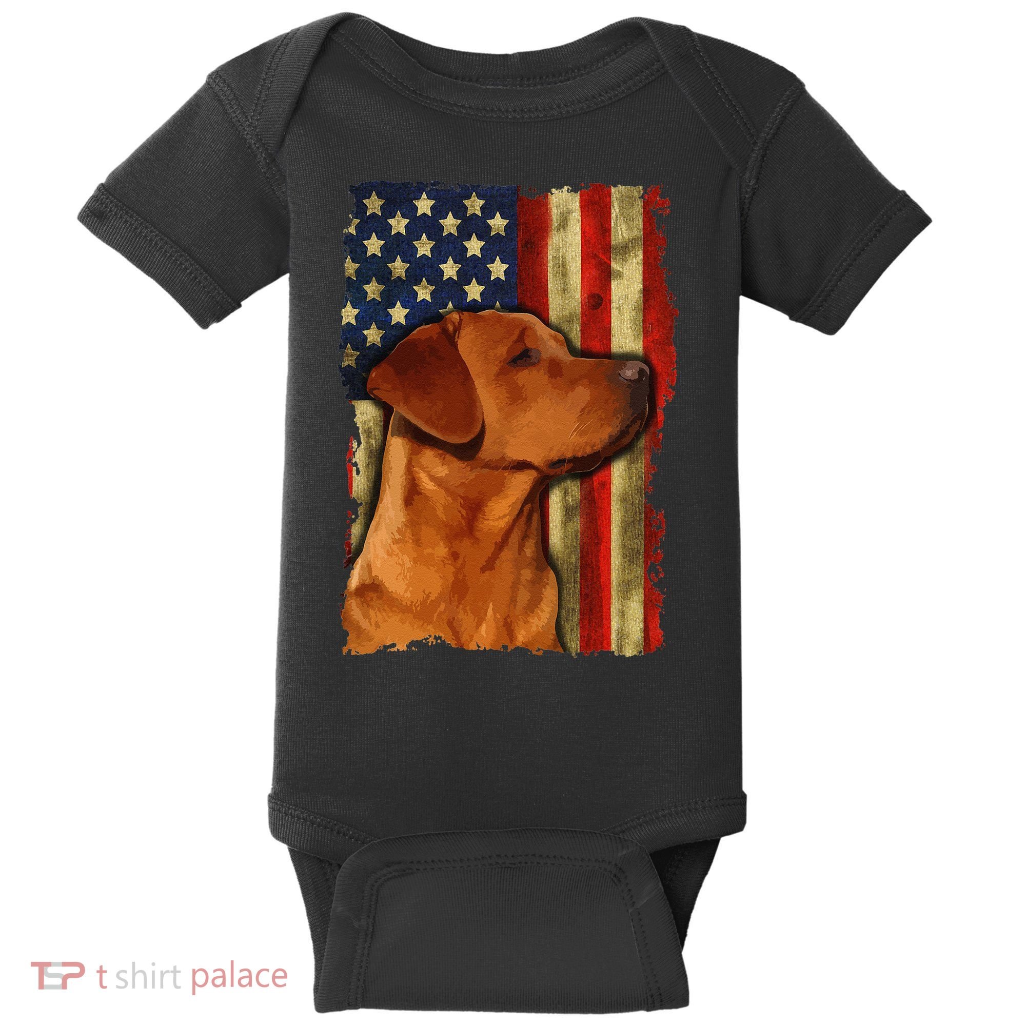 Foxred Labrador Retriever US Flag Fox Red Labrador Dog Lover Baby Bodysuit