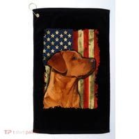 Foxred Labrador Retriever US Flag Fox Red Labrador Dog Lover Golf Towel thumb 0