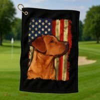 Foxred Labrador Retriever US Flag Fox Red Labrador Dog Lover Golf Towel thumb 1