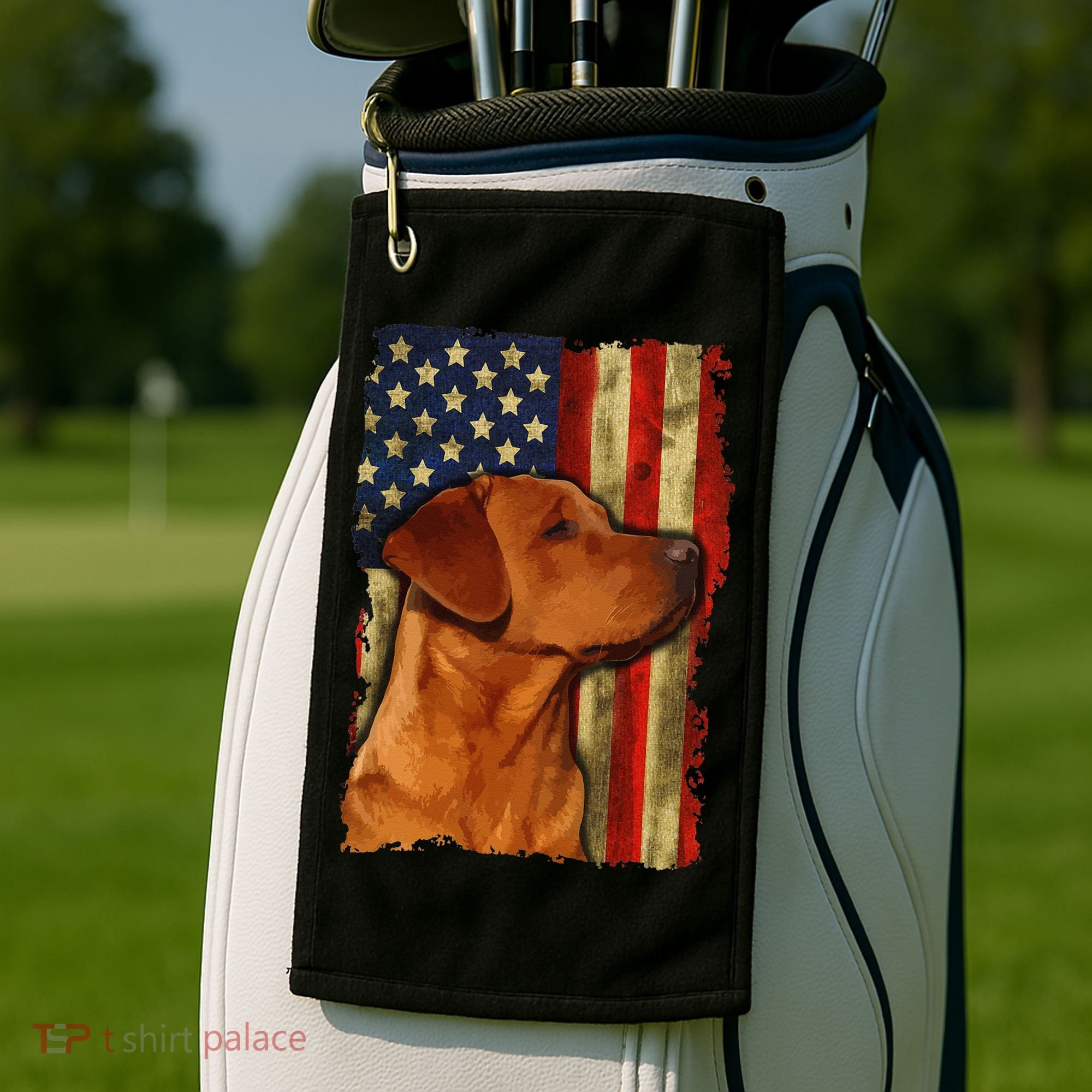 Foxred Labrador Retriever US Flag Fox Red Labrador Dog Lover Golf Towel