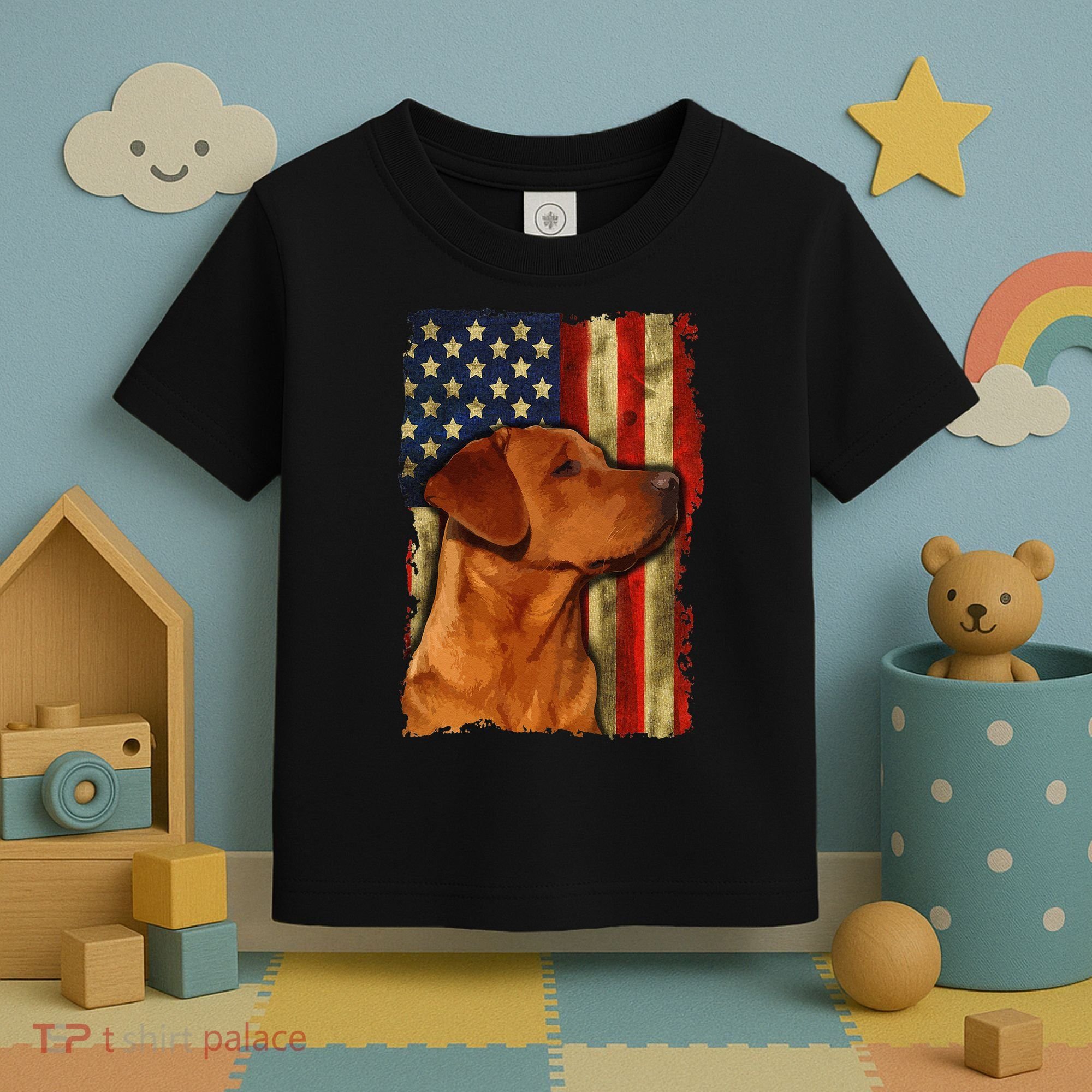 Foxred Labrador Retriever US Flag Fox Red Labrador Dog Lover Toddler T-Shirt