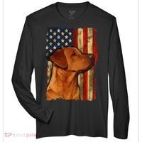 Foxred Labrador Retriever US Flag Fox Red Labrador Dog Lover Zone Performance Long-Sleeve T-Shirt thumb 0