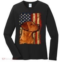 Foxred Labrador Retriever US Flag Fox Red Labrador Dog Lover Women's Long Sleeve Shirt thumb 0