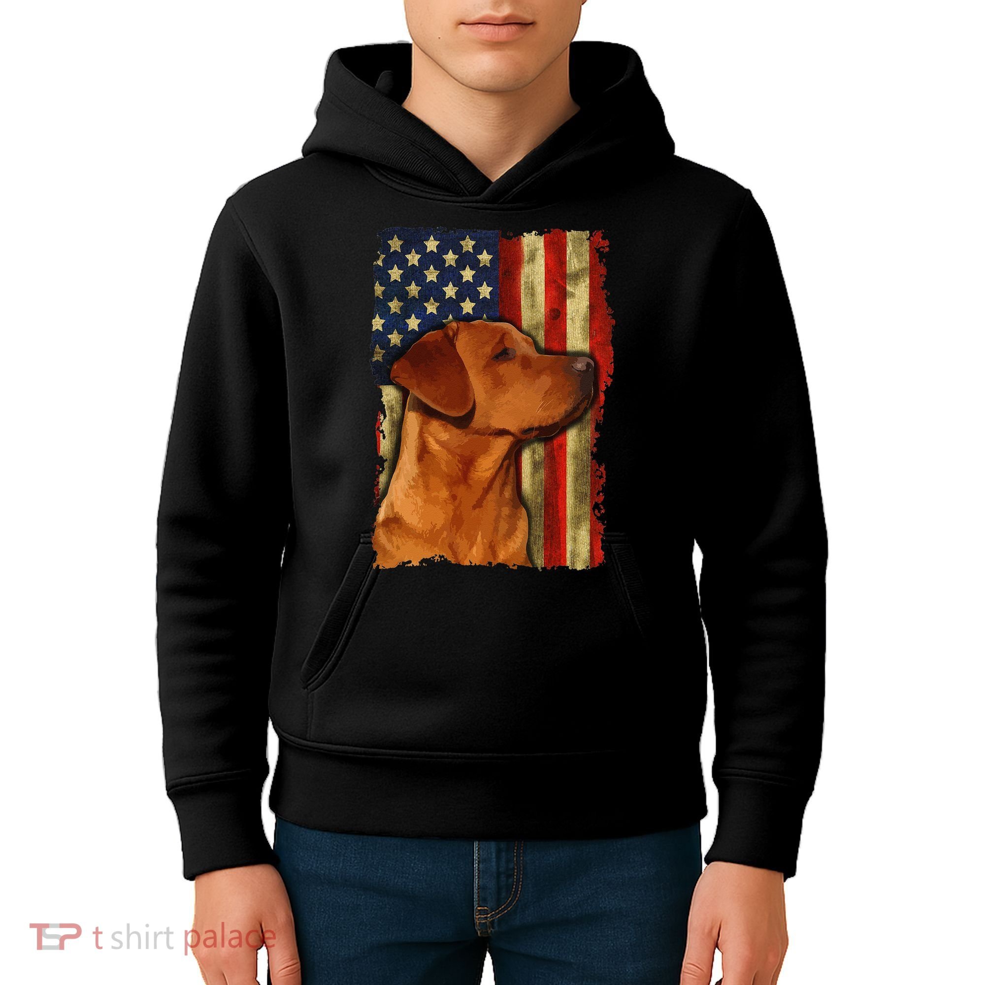 Foxred Labrador Retriever US Flag Fox Red Labrador Dog Lover Kids Hoodie