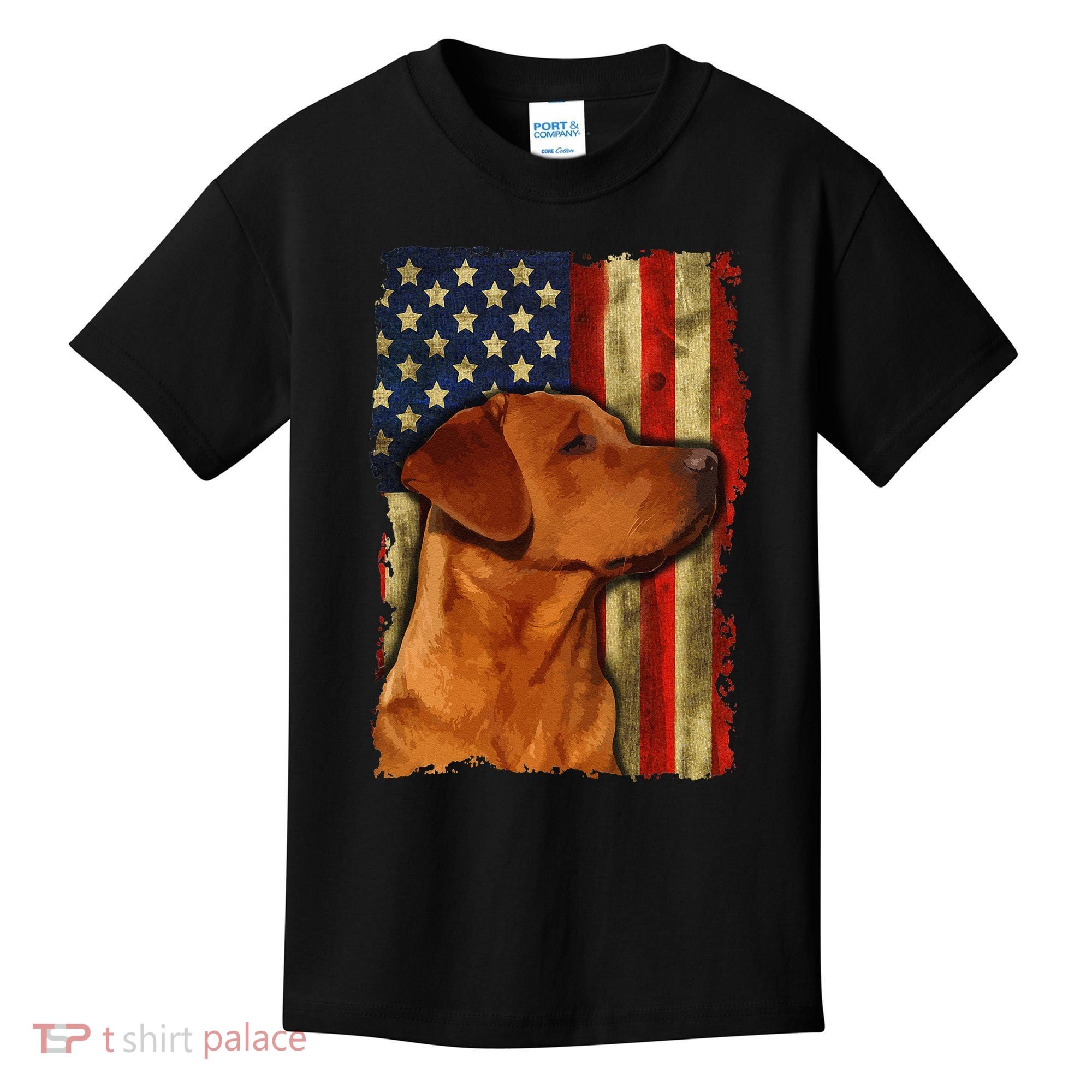 Foxred Labrador Retriever US Flag Fox Red Labrador Dog Lover Kids T-Shirt
