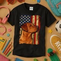 Foxred Labrador Retriever US Flag Fox Red Labrador Dog Lover Kids T-Shirt thumb 3