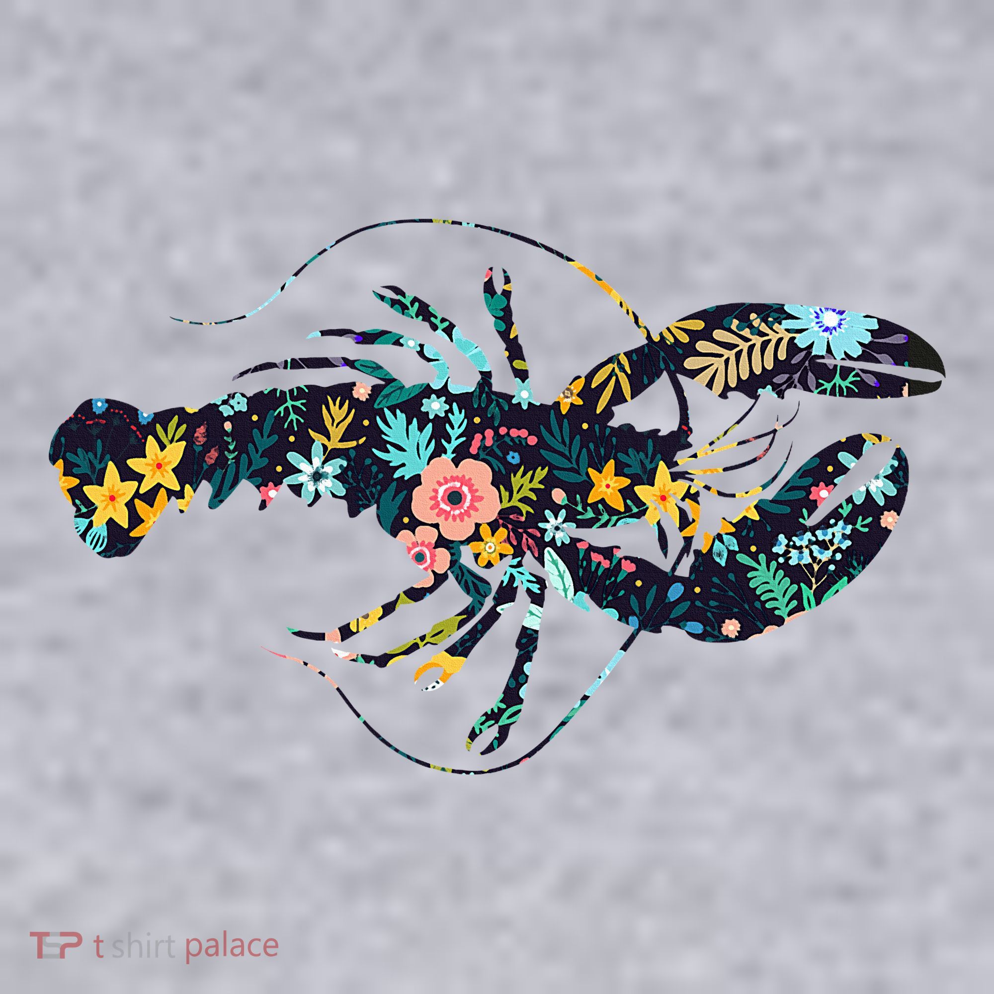 Floral Lobster Silhouette Graphic Women's Sweatshirt