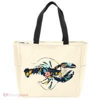 Floral Lobster Silhouette Graphic Tote Bag thumb 0
