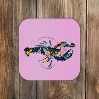 Floral Lobster Silhouette Graphic Coaster thumb 0