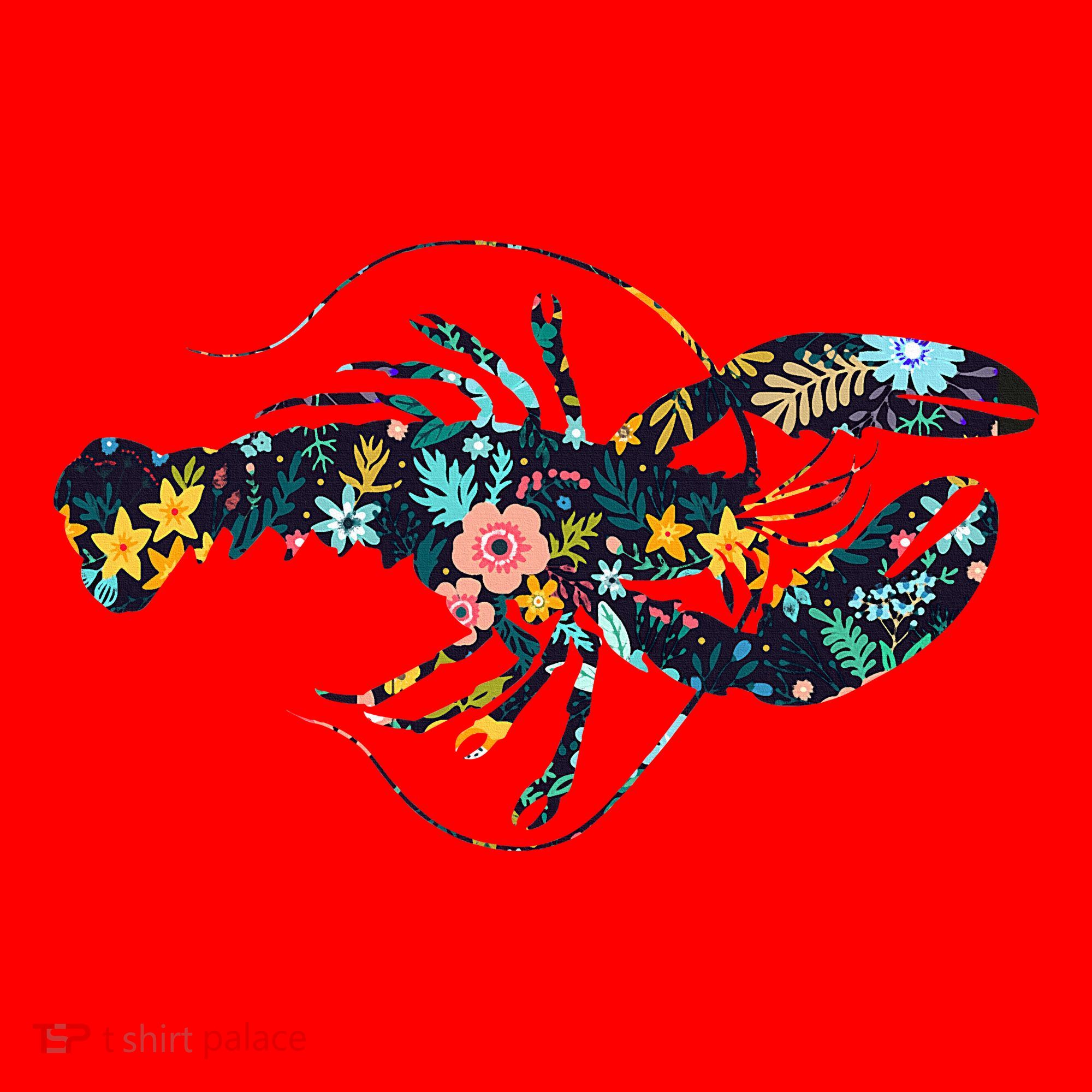 Floral Lobster Silhouette Graphic Santa Hat