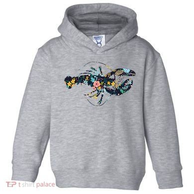 Floral Lobster Silhouette Graphic Toddler Hoodie