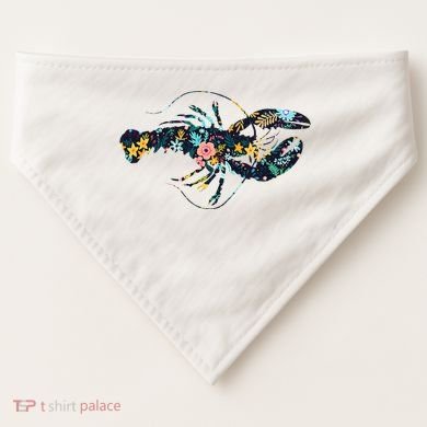Floral Lobster Silhouette Graphic USA-Made Doggie Bandana