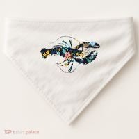 Floral Lobster Silhouette Graphic USA-Made Doggie Bandana thumb 0