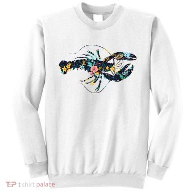 Floral Lobster Silhouette Graphic Sweatshirt