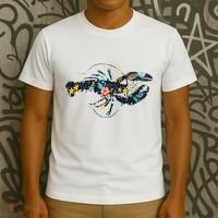 Floral Lobster Silhouette Graphic T-Shirt thumb 3