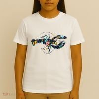 Floral Lobster Silhouette Graphic T-Shirt thumb 4