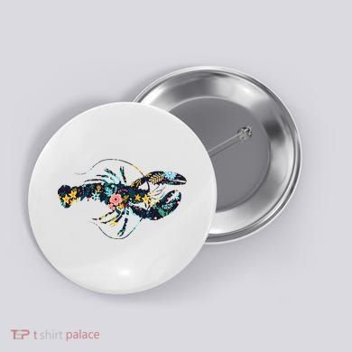 Floral Lobster Silhouette Graphic Button