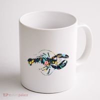 Floral Lobster Silhouette Graphic Coffee Mug thumb 1