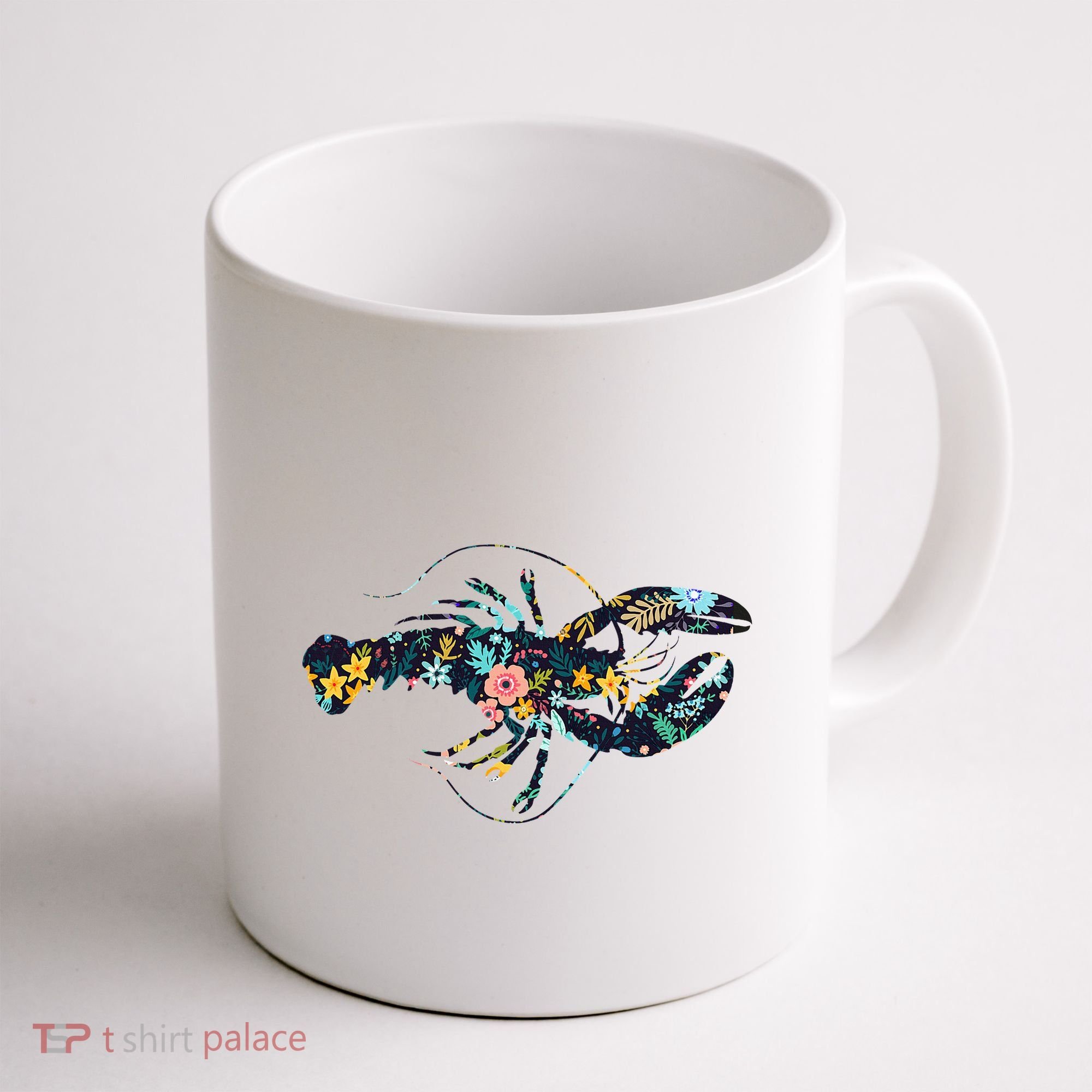 Floral Lobster Silhouette Graphic Coffee Mug