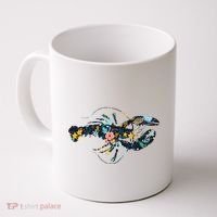 Floral Lobster Silhouette Graphic Coffee Mug thumb 0