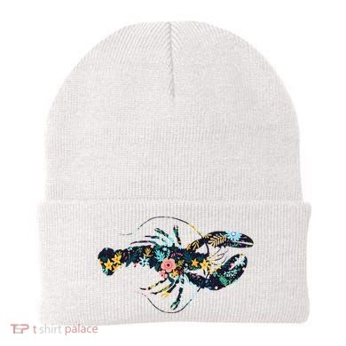 Floral Lobster Silhouette Graphic Beanie