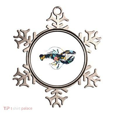 Floral Lobster Silhouette Graphic Ornament