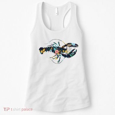 Floral Lobster Silhouette Graphic Women's Tank Top